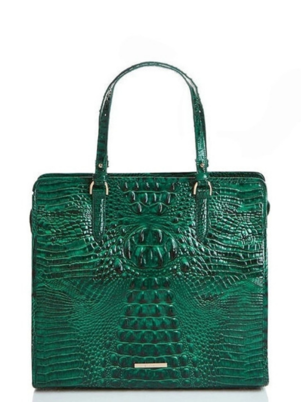 Brahmin Large Duxbury Satchel Croc-Embossed Green